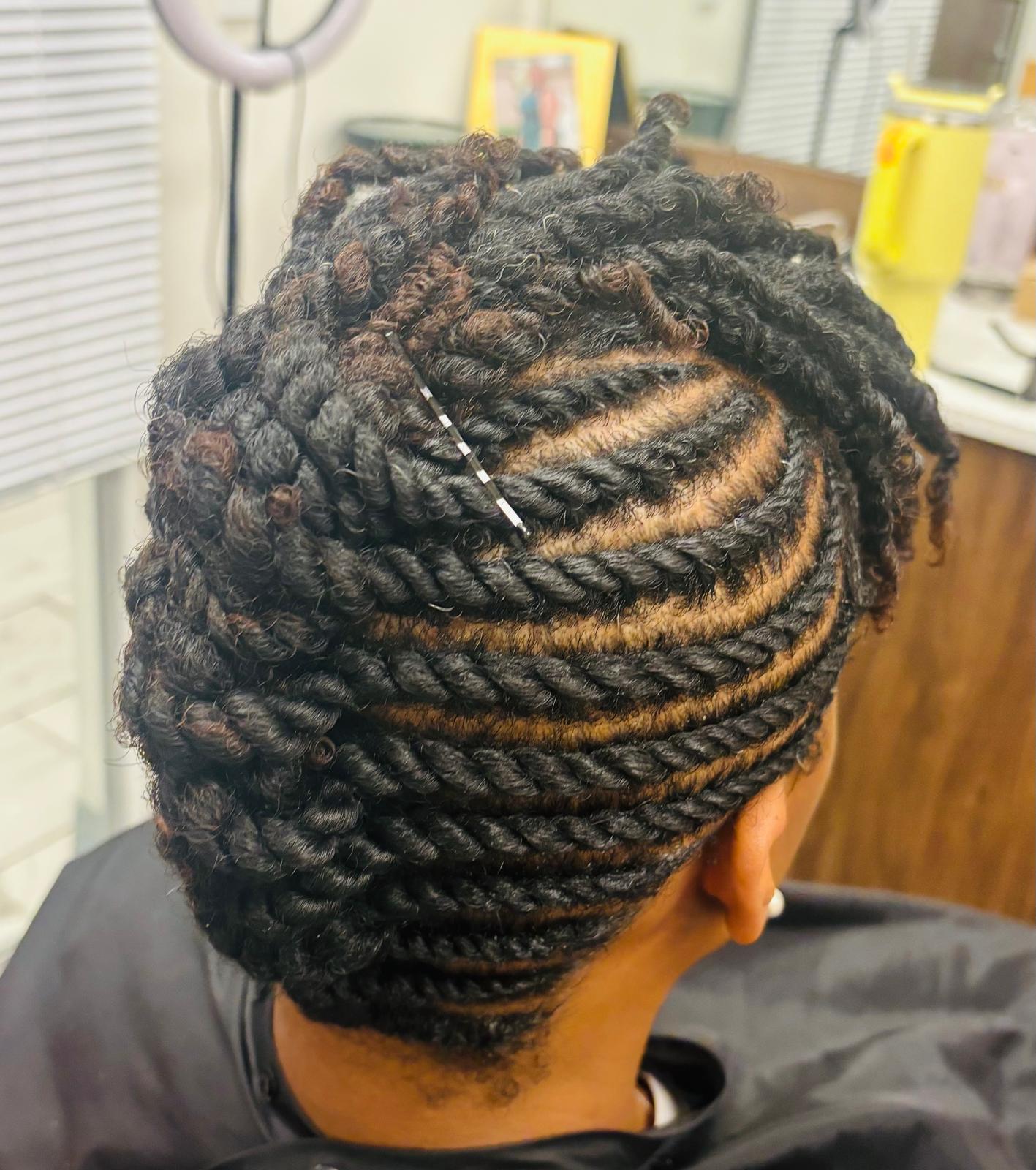 Flat twist with natural hair